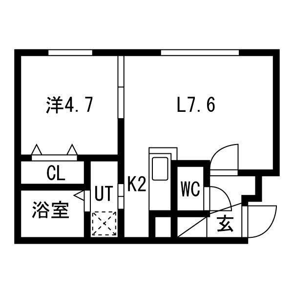 GRAN MOON(1LDK/1階)の間取り写真
