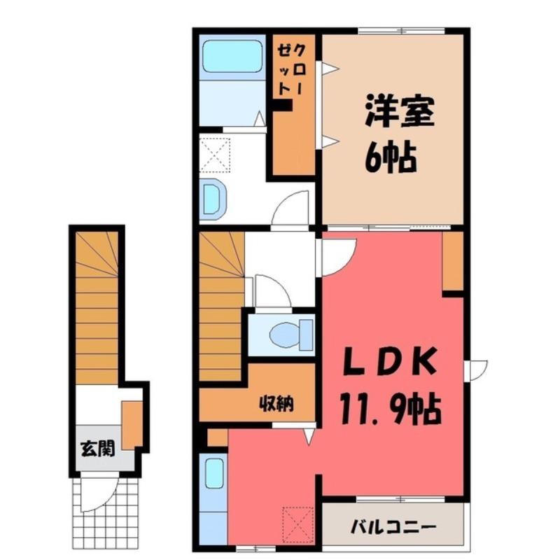 サニーコートI(1LDK/2階)の間取り写真