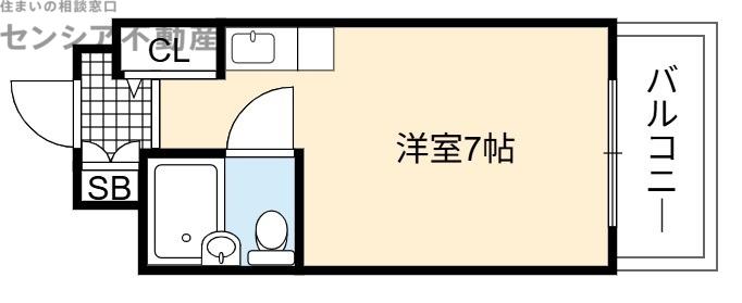 シャトー辰巳(ワンルーム/4階)の間取り写真