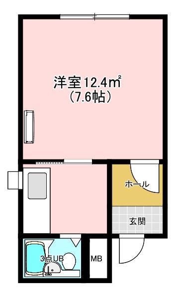 ベルディ末広(1K/3階)の間取り写真