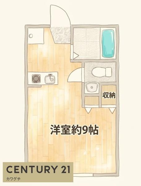 ヴァンルージュF(ワンルーム/1階)の間取り写真