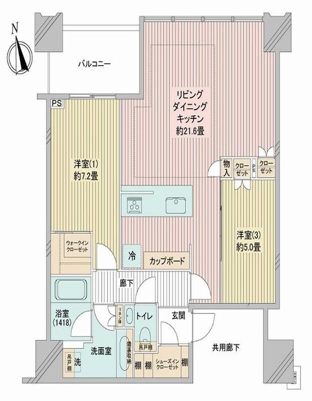 白金ザ・スカイ東棟(2LDK/34階)の間取り写真
