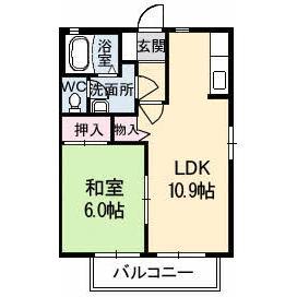 パークボナベンチャーハイツ(1LDK/1階)の間取り写真