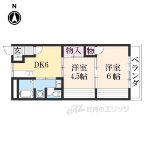 ライフステージ広瀬京田2(2DK/2階)の間取り写真
