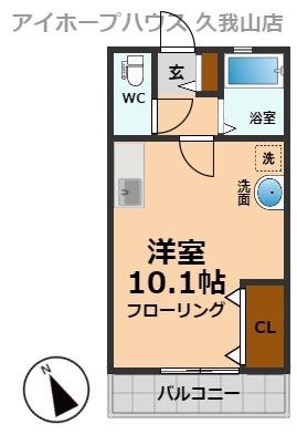 フラットJ(ワンルーム/1階)の間取り写真