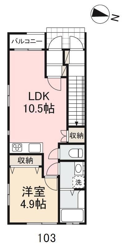 OPUS ONE A・B(1LDK/1階)の間取り写真
