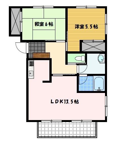 シンビオシスC棟(2LDK/2階)の間取り写真