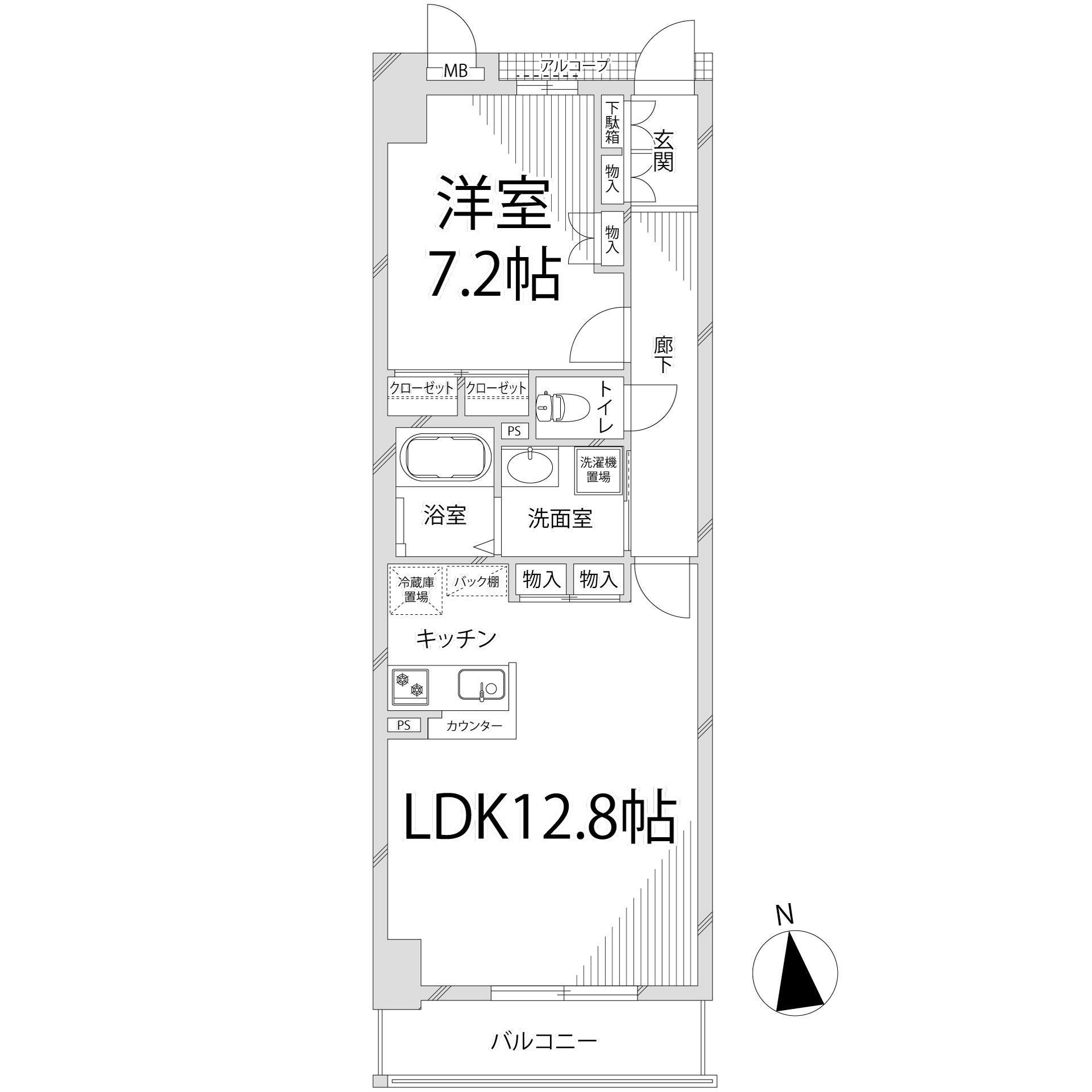 キャッスルコート博労町(1LDK/4階)の間取り写真