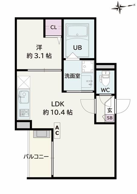 JACK KORAKUII(1LDK/3階)の間取り写真