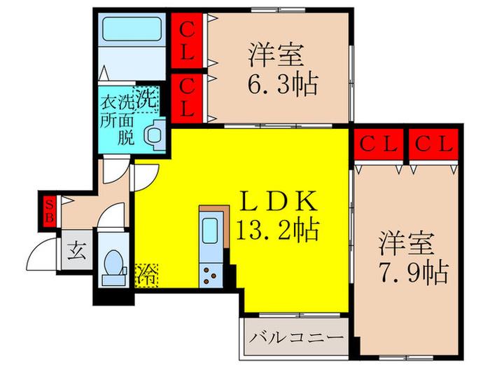 ちさとVIII(2LDK/3階)の間取り写真