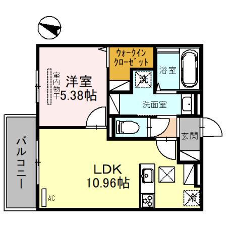 CUORE魚崎(1LDK/2階)の間取り写真