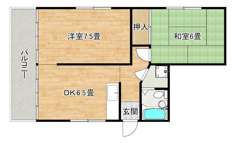 大浜ハイツ(2DK/5階)の間取り写真