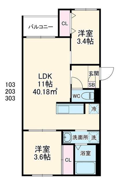 REVIVE古淵(2LDK/1階)の間取り写真