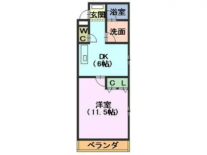 HANAYASHIKI(1K/2階)の間取り写真
