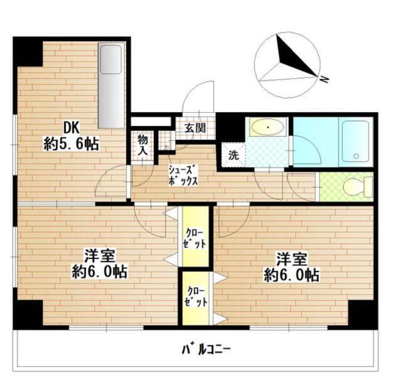 パークサイド泉(2DK/8階)の間取り写真