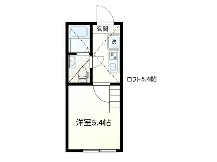 マメゾン鶴川(1K/2階)の間取り写真