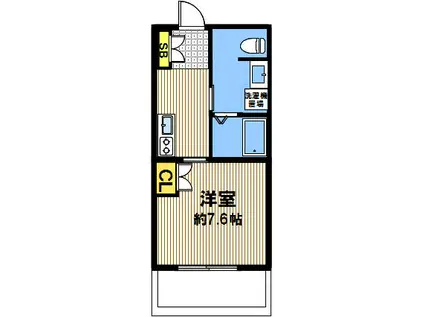 ベルデカーサ葺合(1K/2階)の間取り写真