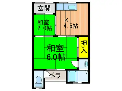 いち恵荘(2K/2階)の間取り写真