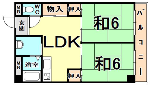 加島第3マンション(2LDK/3階)の間取り写真