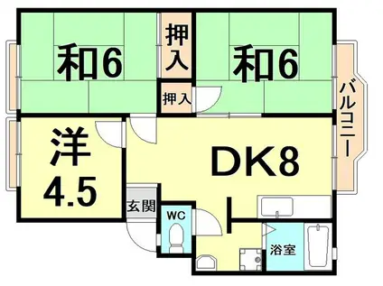 サニーハイツ東甲子園(3DK/1階)の間取り写真