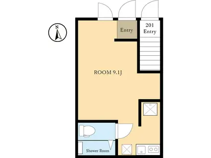 エルスール都立大学(ワンルーム/1階)の間取り写真