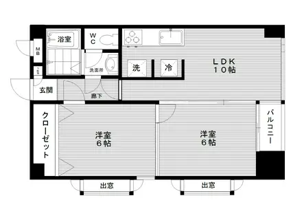 ロイヤルコート(2LDK/4階)の間取り写真