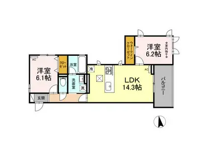 グラングラサ(2LDK/2階)の間取り写真