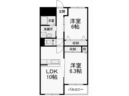 グランII(2SLDK/5階)の間取り写真