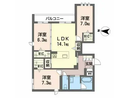 北陸鉄道石川線 野町駅 徒歩22分 3階建 新築(3LDK/2階)の間取り写真