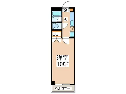 カナルドゥ水前寺II(1K/4階)の間取り写真