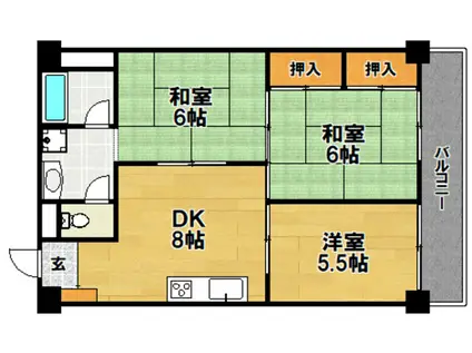 上新庄ハイツ(3DK/7階)の間取り写真