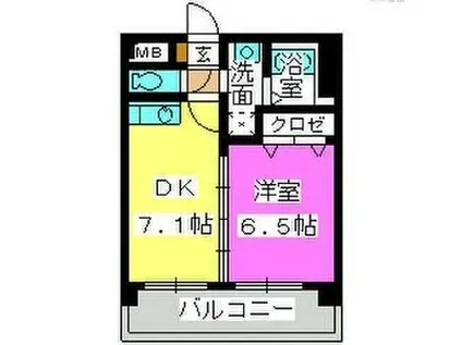 エクセル七隈(1DK/3階)の間取り写真