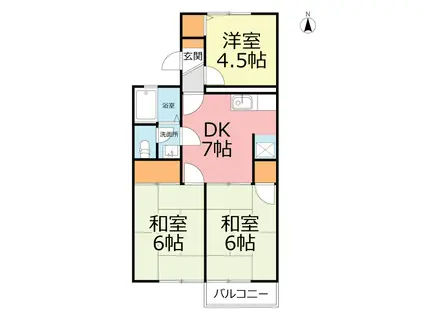 プラムハイツA(3DK/2階)の間取り写真