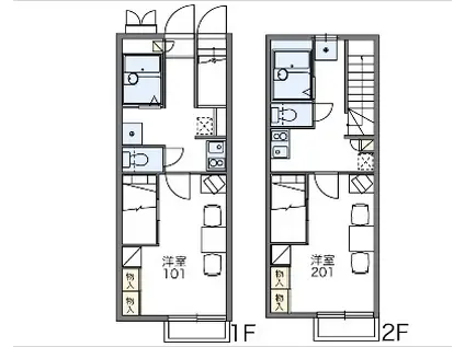 ヴィラフォレストII(ワンルーム/1階)の間取り写真