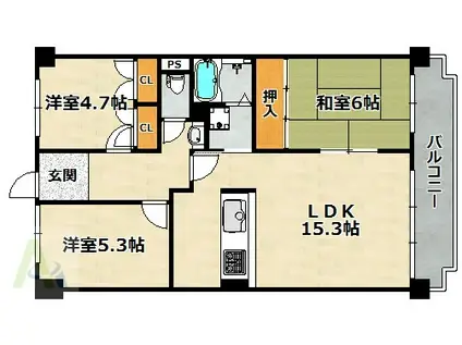 ライオンズマンション西鈴蘭台第2(3LDK/3階)の間取り写真