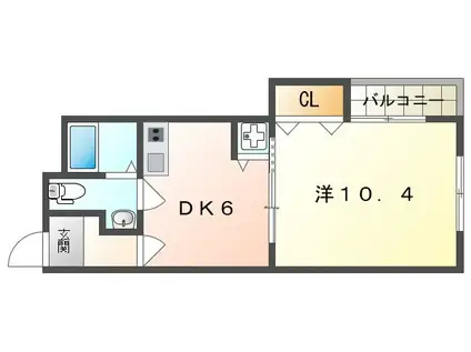 アクロス大日アパートメントII(1DK/3階)の間取り写真