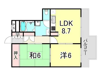 メゾン兵庫(2DK/1階)の間取り写真