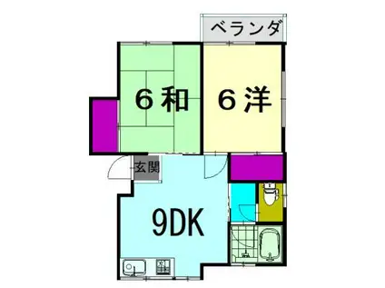 土井アパート(2DK/2階)の間取り写真