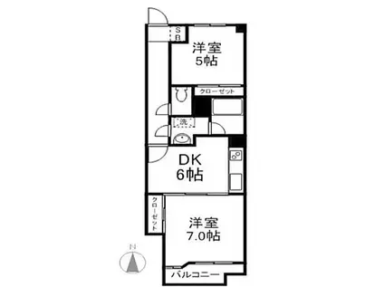 コンパートメント武蔵(2DK/1階)の間取り写真