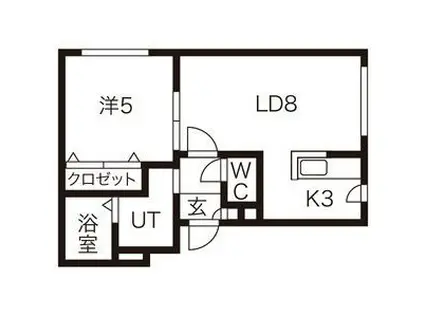 アクアベール豊平(1LDK/2階)の間取り写真