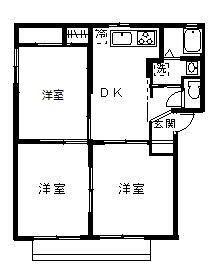 サンヒルズ B棟(3DK/1階)の間取り写真