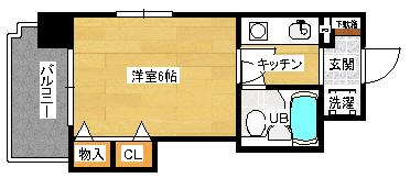 ダイアパレス比治山公園(1K/6階)の間取り写真