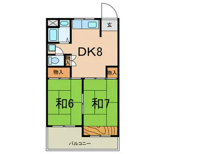ドエルパープルシャトー(2DK/4階)の間取り写真
