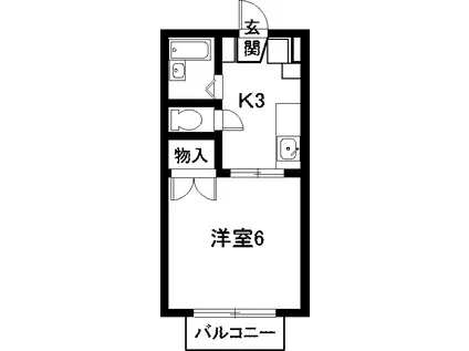 サンライズ豊(1K/2階)の間取り写真