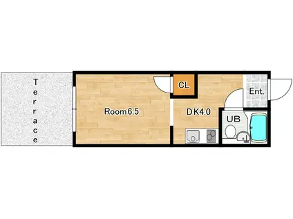 ヴィラ楠の木(1DK/1階)の間取り写真