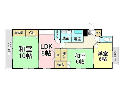 ミリオンコーポラス白菊(3LDK/8階)の間取り写真