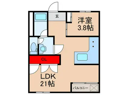 花屋敷第二コーポラス(1LDK/5階)の間取り写真