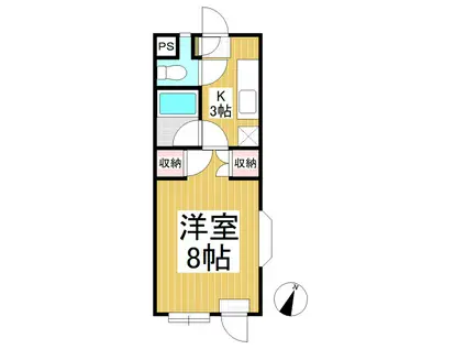 コーポ若林(1K/1階)の間取り写真