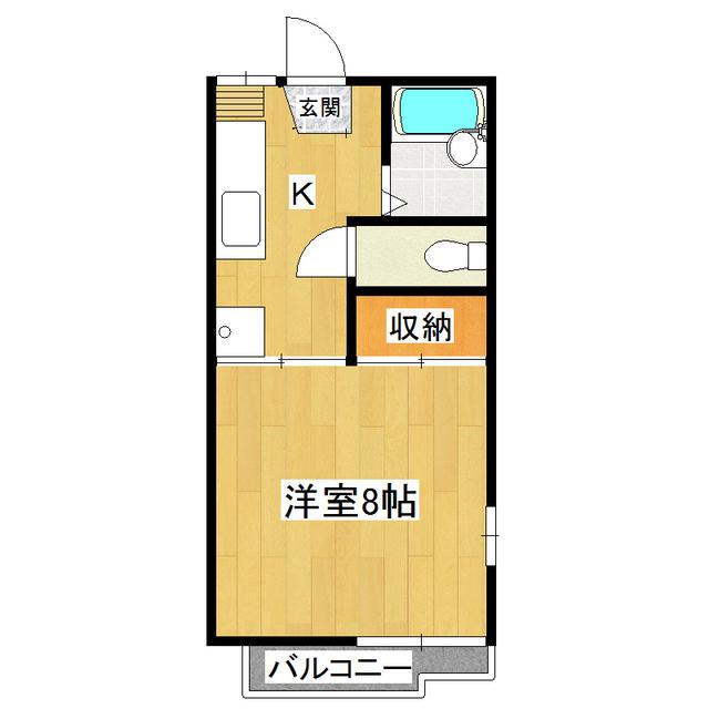 昴ハイツB(1K/2階)の間取り写真
