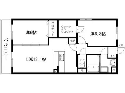 グランストーク下平川(2LDK/1階)の間取り写真